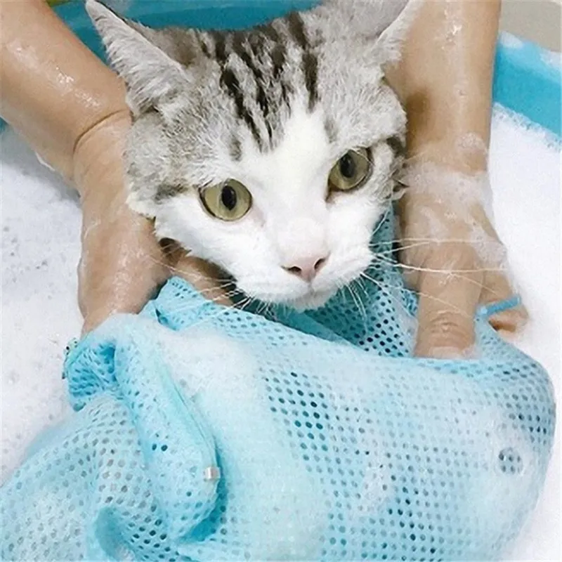 Cat Grooming Bath Bag Mesh Cat Washing Bag Biting Restraint for Pet Bathing Nail Trimming Injecting Pet Cat Grooming Supplies
