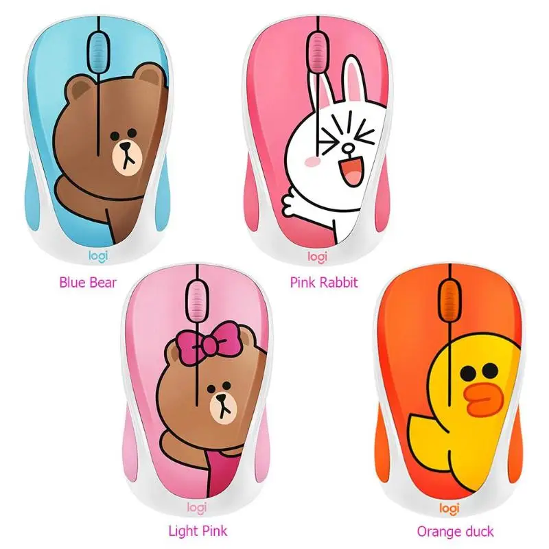 Logitech Милая мультяшная розовая беспроводная мышь USB оптическая компьютерная мини