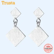 Trusta S925 геометрический скраб квадратные серьги 925 пробы серебряные модные украшения для женщин вечерние подарки DA458