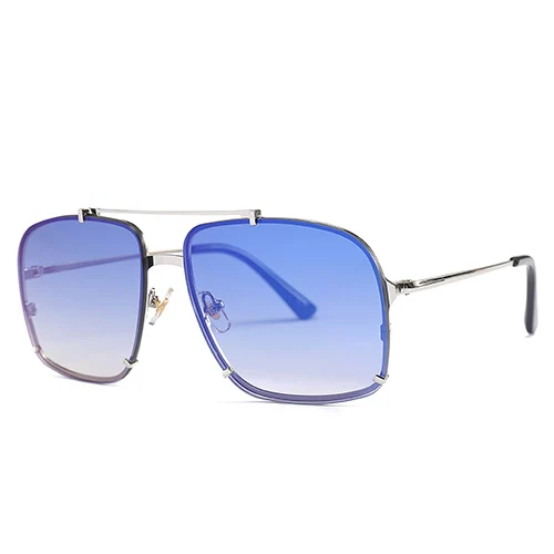 C4 Silver.Blue Модные женские Квадратные Солнцезащитные Очки Пилот для мужчин для вождения Ретро винтажные негабаритные Солнцезащитные очки женские новые lunetes Femme UV400 - Цвет линз: C4 Silver.Blue