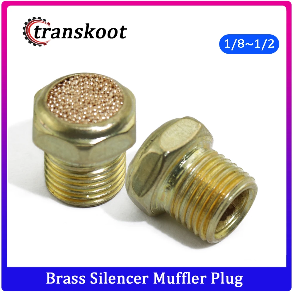 M5 1//8/" 1//4/" 3//8/" 1//2/" 3//4/" 1/" BSPT Flat Brass Pneumatic Air Muffler Silencer