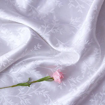 

High grade spring and summer thin silk tissu Elastic leaf jacquard weave material Fashionable women's dress clothing fabric