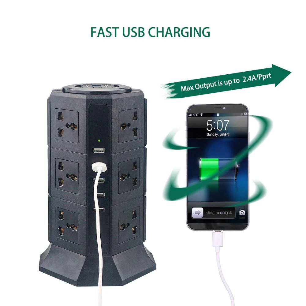 USB Мощность полосы вертикальный 8/12 EU/UK/US/AU разъем для подключения клеммной