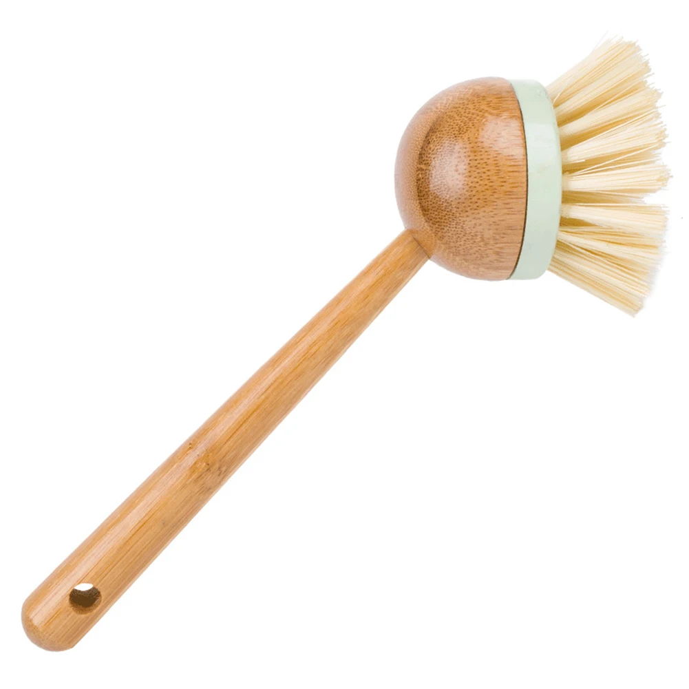 Practical Portable Kitchen Scrub Cleaning Brush Wash Pot Durable Eco-friendly Home Multifunctional Round Head Easy Clean Wooden