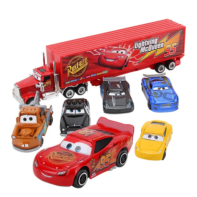 Original Disney Pixar Car 3 Lightning McQueen Jackson Storm Mack Uncle Truck Set 1:55 Diecast Metal Car Model Toy Christmas Gift 3