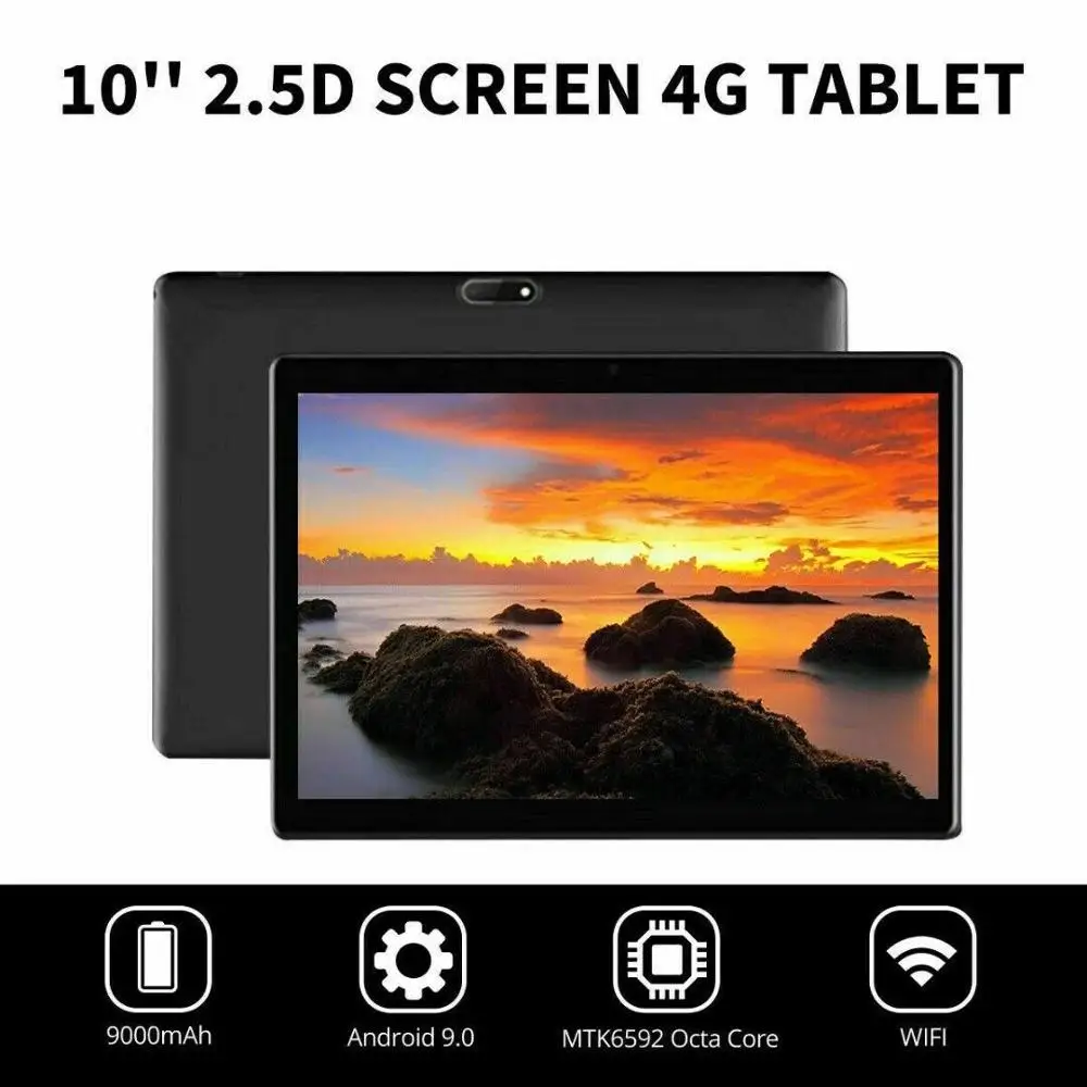 Black 4G LTE wifi планшет Android 9,0 Pad 2.5D 10,1 дюймов HD экран wifi металлический планшет ПК Двойная камера десять ядер 4G сеть - Комплект: Black