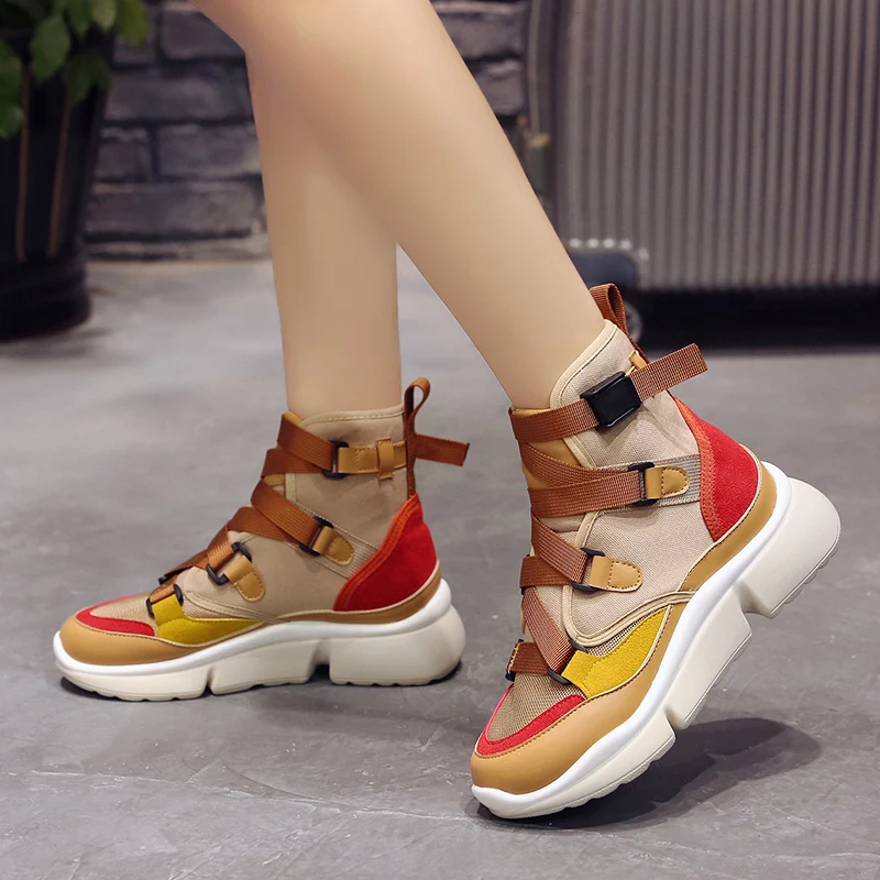 

Casual Shoes Spring Autumn Chunky Sneakers Buckle Strap High Low Top Lady Fashion Sneakers Platform Women's Shoes Woman Footwear