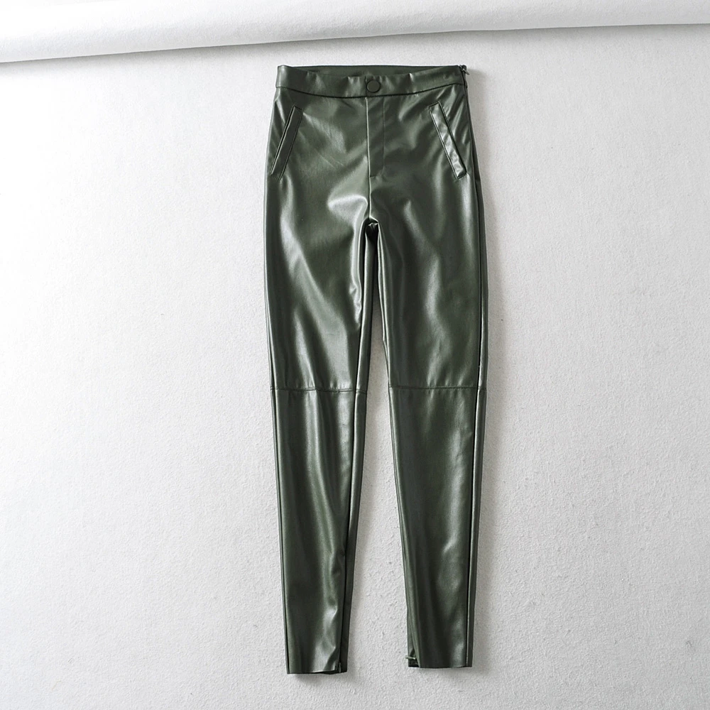 green leather trousers