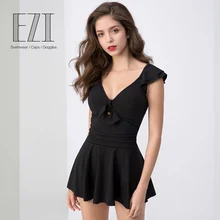 JulySand с v-образным вырезом и бантом, Цельный купальник для женщин, гофрированный, пуш-ап, Мягкий купальник, сексуальное женское пляжное платье 19W011