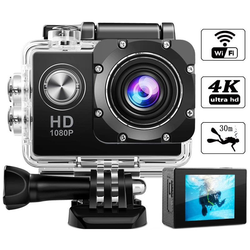 Новое поступление! Экшн-камера Ultra HD 4K/60fps экран 2 0 дюйма WiFi водонепроницаемый шлем