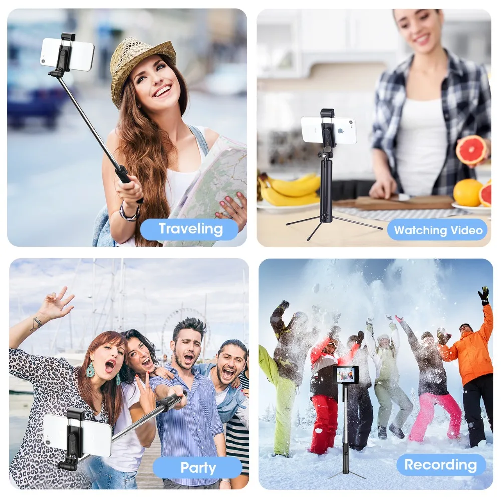 Mpow 3 in 1 Selfie Stick Tripod Universal Bluetooth Selfie Stick With Remote Control 3 Level Fill Light For iPhone 11 Huawei P30 (5)