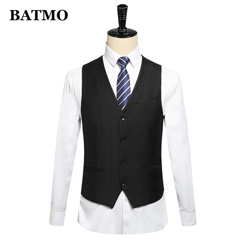 BATMO, Новое поступление, высокое качество, мужские клетчатые костюмы, Мужская Свадебная одежда, пиджак+ брюки+ жилет, 5682