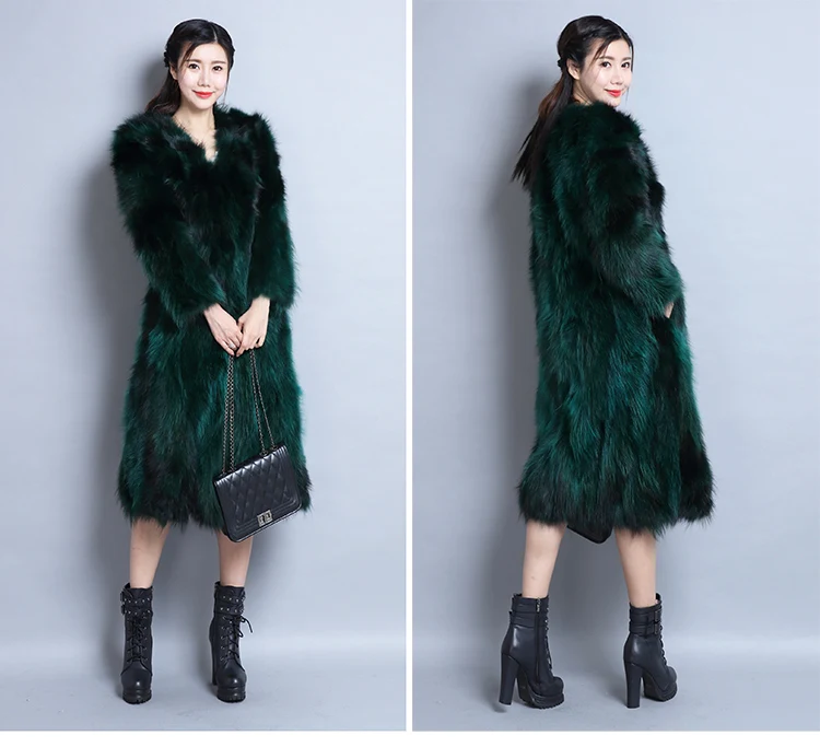 Супер Длинное сексуальное теплое зимнее пальто с v-образным вырезом большого размера, Женское пальто из натурального меха, пальто из натурального меха, wsr677