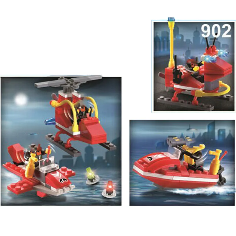 

111pcs Diy City Fire Firemen Boy Toy Building Blocks Compatible with Legoings Car Aircraft Brick Models for Children Gifts