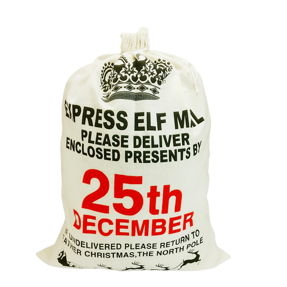 Рождественские подарочные сумки мешок белый Забавный мешок Санта джутовые мешки красивый узор рождественские украшения отец дети подарок Джут Рождественский мешок