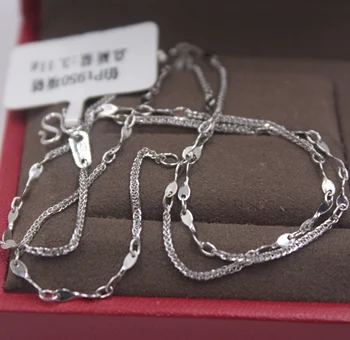 

Real Platinum 950 Necklace Women's Chain Wheat Tile Unique Link 17.3''L Gift