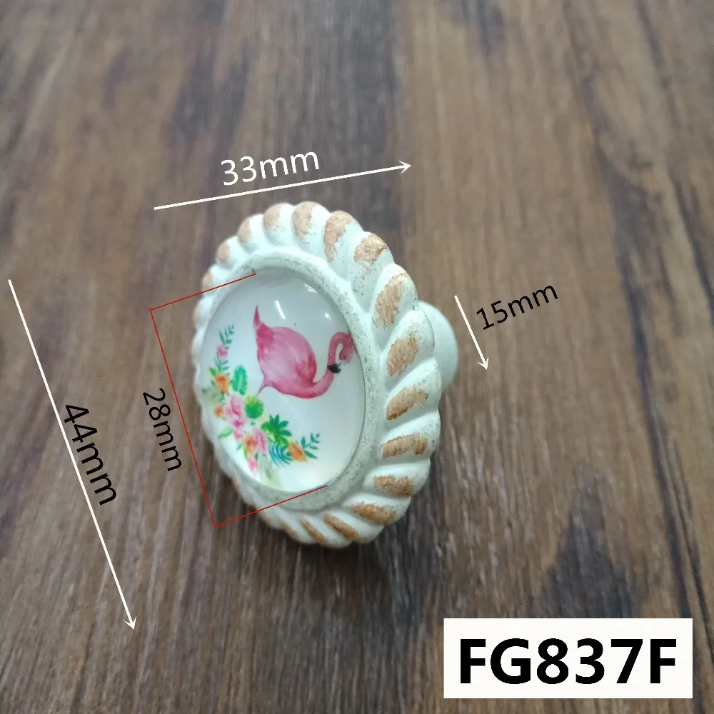 FG837昆虫动物系列复古水晶拉手8款=选项F绿野雌火烈鸟