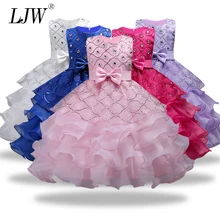 Платья с цветочным узором для девочек для свадебной вечеринки; платье принцессы без рукавов с большим бантом для маленьких девочек; детская праздничная одежда; Vestidos; одежда на год