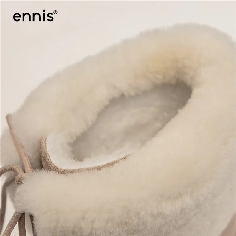 ENNIS/теплые зимние сапоги; женские зимние сапоги на меху; узкие сапоги из искусственной замши на платформе; обувь из плюша с кружевом сзади; модная кожаная обувь черного цвета; A9372