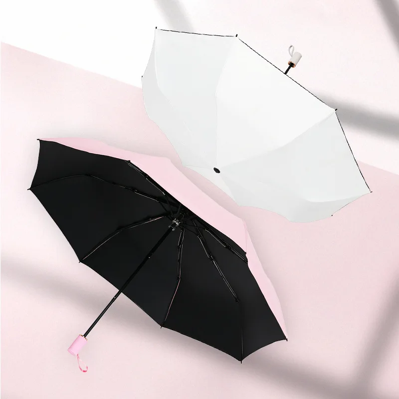 Hot Selling Folding Umbrella Vinyl Sun-resistant UV-Protection Parasol South Korea Women's Personalized& Creative Hipster