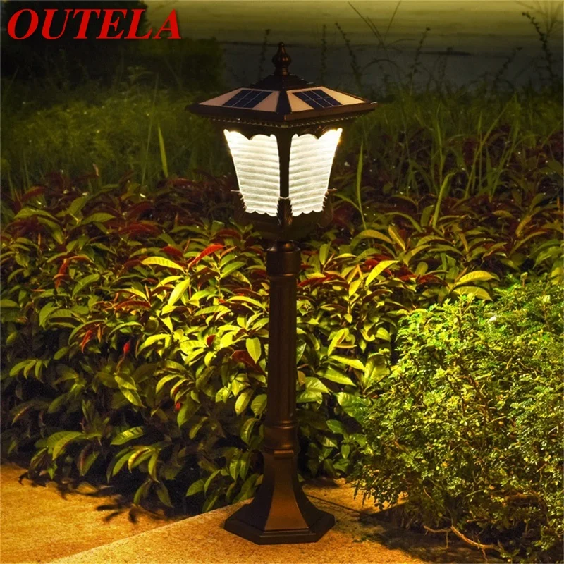 

OUTELA Outdoor Lawn Lights Solar Retro Brown Garden Lamp LED Waterproof IP65 Home Decorative for Duplex