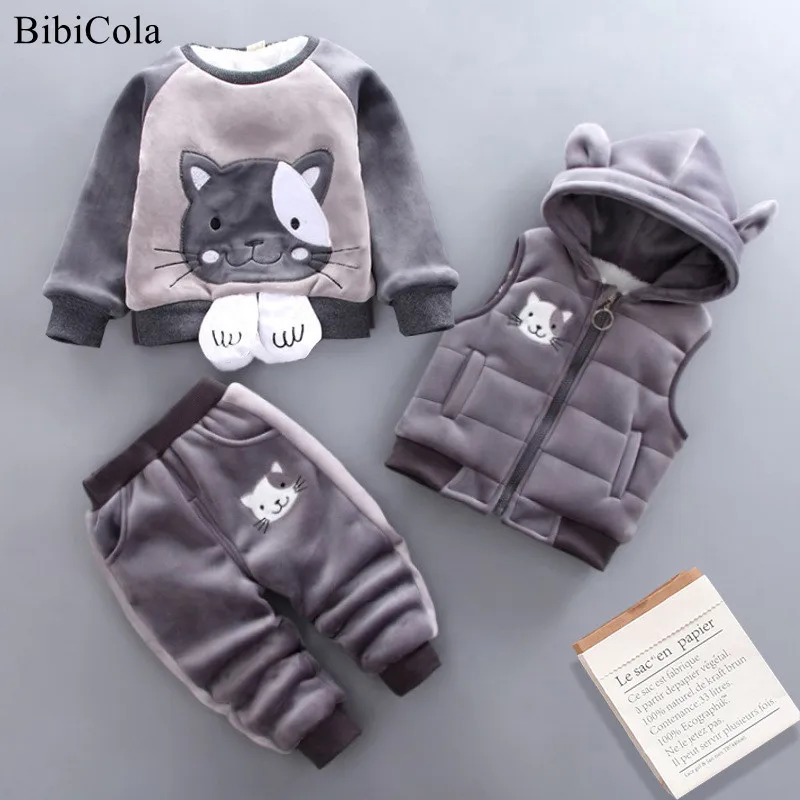Kids Christmas Clothing Set Autumn Winter Baby Newborn Outfits Infant Boys Girls Tracksuit Fashion Tops+Hoodeds Ves+pants3pcs | Детская