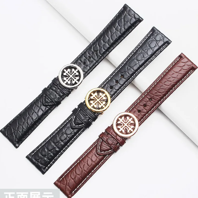 Fit patek phillippe часы с ремешком из кожи крокодила ремешок с PP складной buckle19mm20mm21mm22mm