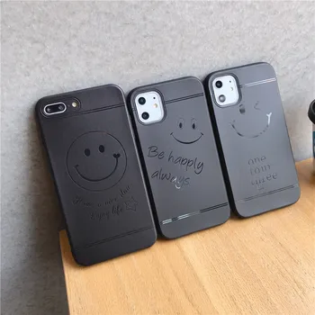 

50pcs Black Matte Smile Silicon TPU Case for iPhone XS Max XR X 7 8 Plus 6 6S Plus 5 5E 5S 11 Pro Back Cover Phone Case
