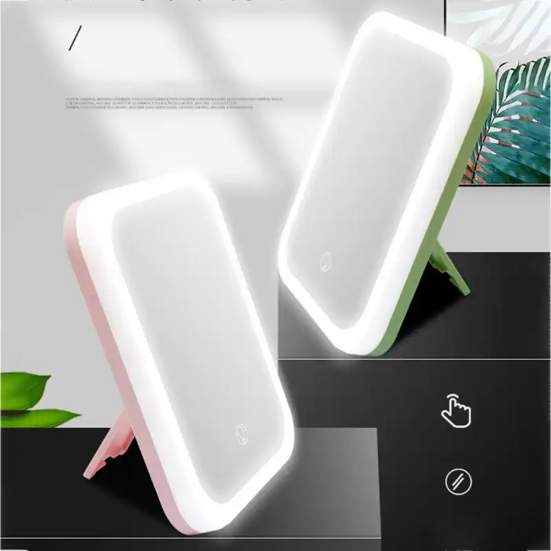 おすすめ Led 化粧鏡補助光寮デスクトップ化粧鏡フォールディングネット赤小さなミラー メイクアップミラー Aliexpress