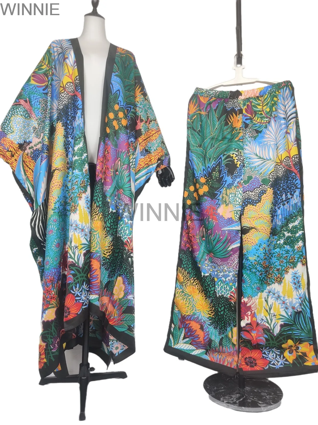 кимоно для карате Women Fashion Bohemian Printed Outfit Two Pieces Suit For Party Free Size кимоно женское Muslim Abaya Kimonos& Pants For Ramadan