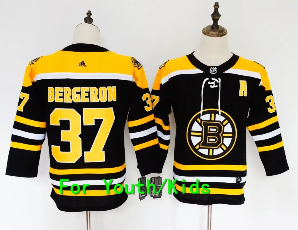 Молодежная вышивка сшитая Boston#63 Brad Marchand 37 Patrice Bergeron 88 Давид Pastrnak Дети Джерси - Цвет: 3