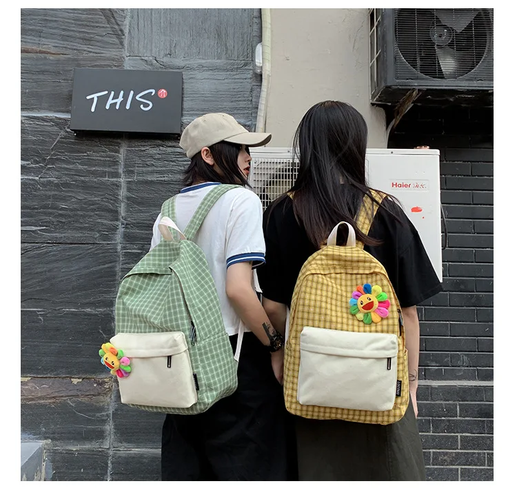 Винтажная школьная сумка для девочек в Корейском стиле Harajuku Ulzzang Campus Рюкзак из парусины для студентов средней школы