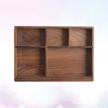 

1 Pc Cutlery Storage Box Black Walnut Drawer Type Western-style Storage Tray Solid Wood Tray Tableware Organizer for Home