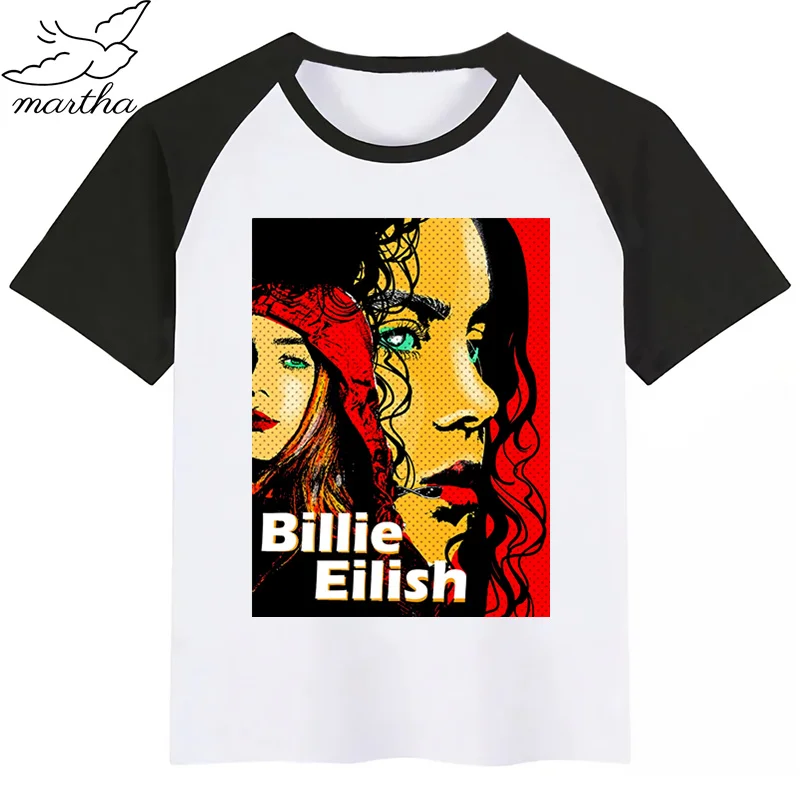Billie Eilish/футболка для мальчиков и девочек с мультяшным принтом; детская забавная одежда; детская летняя футболка с короткими рукавами для малышей