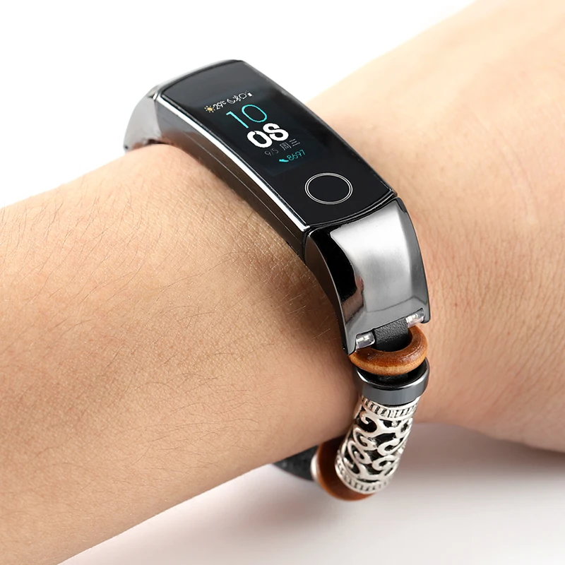 7774 Кожаный браслет для honor Band 4, 5, ремешок для huawei honor Band 4, украшение из нержавеющей стали, браслет для honor band 5, ремешок - Цвет ремешка: 7774