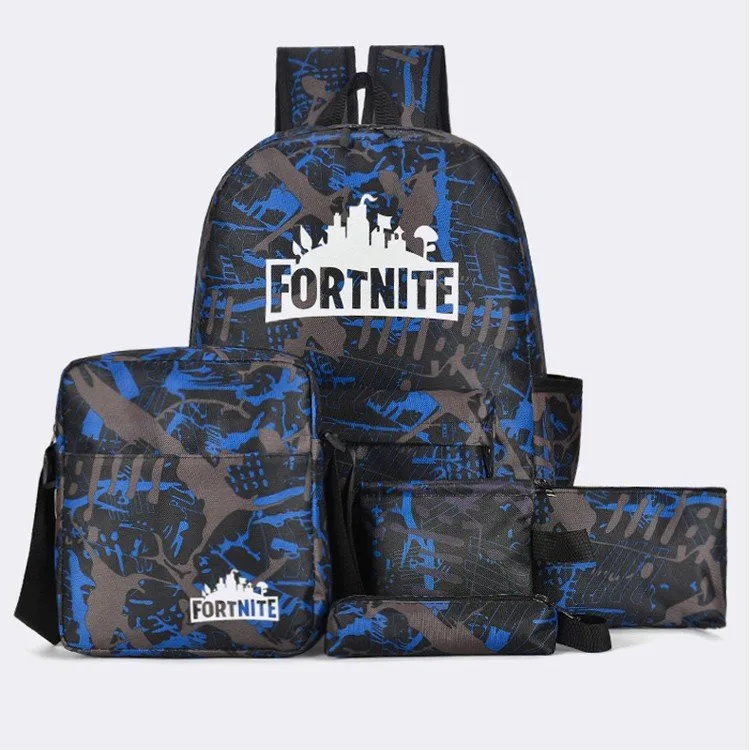 18 pulgadas Fortnite mochila 5 unids/set bolsa de la escuela para niños chicos chicas fortaleza Noche de Juego imprimir mochila de estudiante de la escuela suministros
