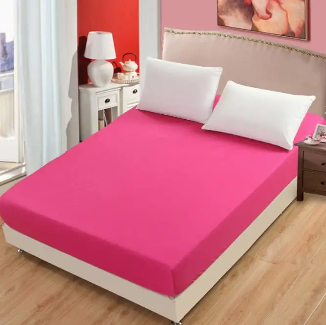 

1pcs 100%Polyester Solid Fitted Sheet Mattress Cover Four Corners With Elastic Band Bed Sheet