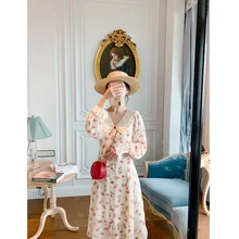 Первая любовь fu gu qun Yamamoto весна и осень-женское популярное милое платье трапециевидной формы без мейнстрима