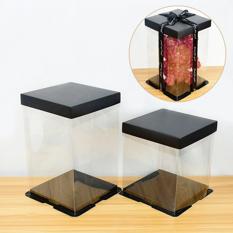 Прозрачные пустые подарочные коробки для искусственный плюшевый медведь букет