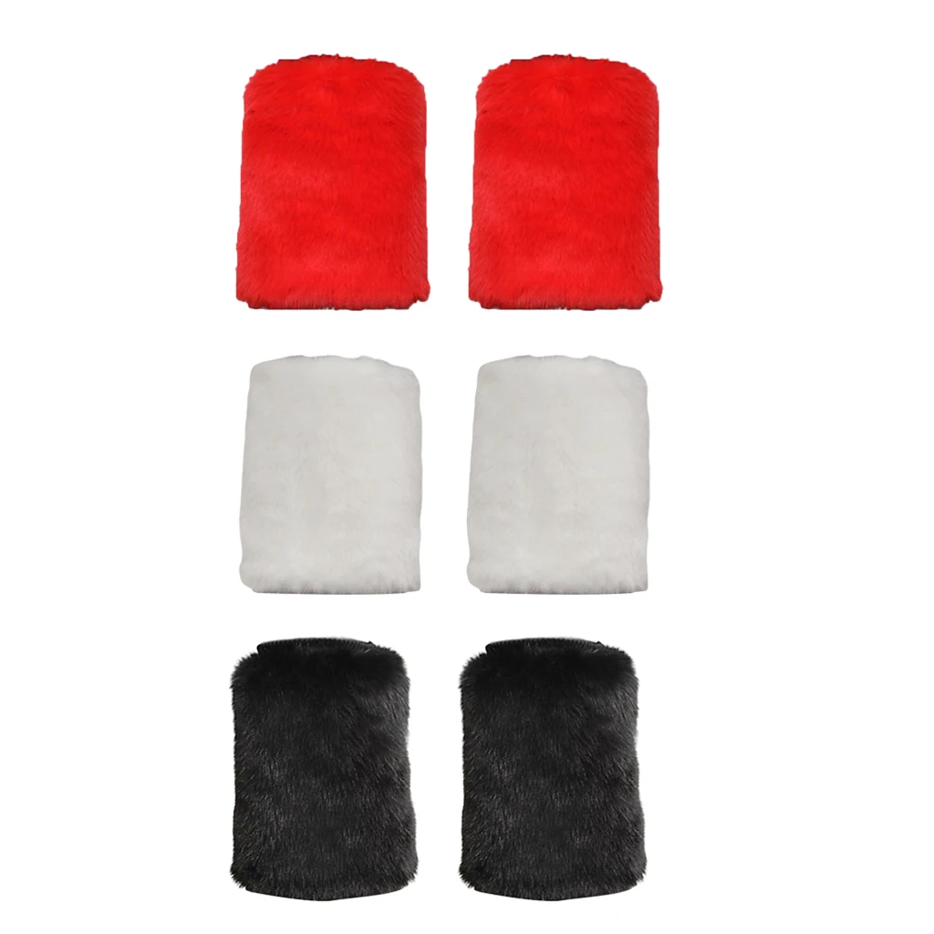 Ladies Solid Faux Fur Leg Warmer Winter Boots Shoes Cuff Sleeve Topper