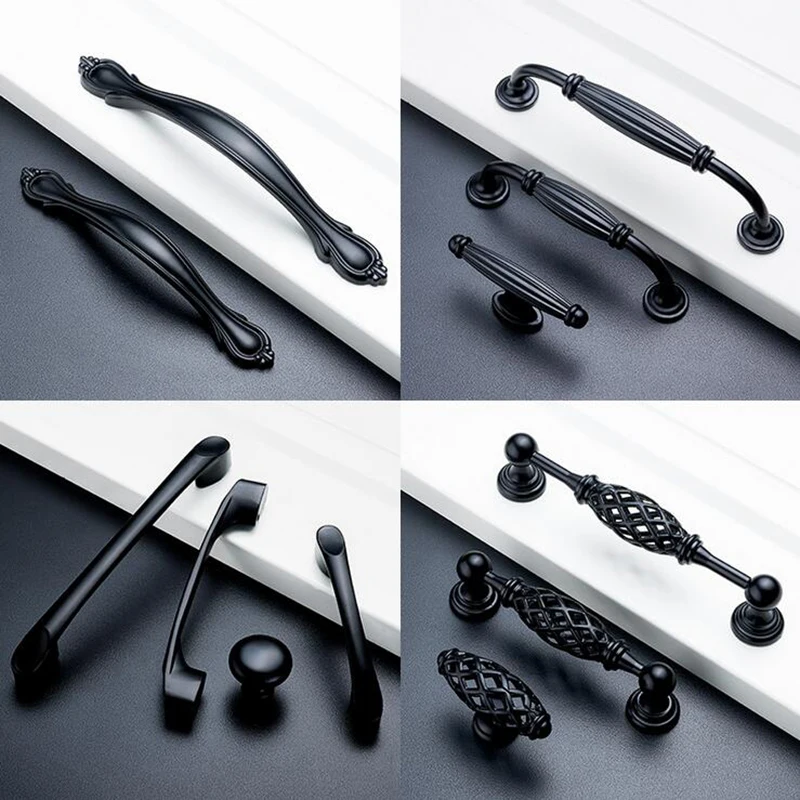 Черные ручки в американском стиле ручная мебель алюминиевые шкаф коробка для