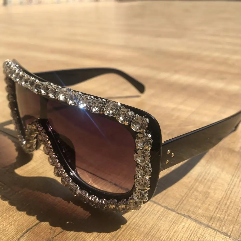 Glasseswomen модные роскошные стразы большая оправа очки со стразами градиентные фиолетовые большие линзы очки с защитой от ультрафиолета для женщин