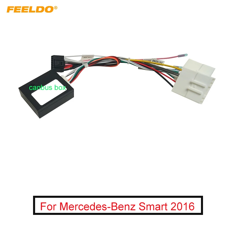 

Автомобильный 16-контактный аудио жгут проводов FEELDO с коробкой Canbus для Mercedes-Benz Smart 2016 послепродажный стерео Монтажный провод адаптер