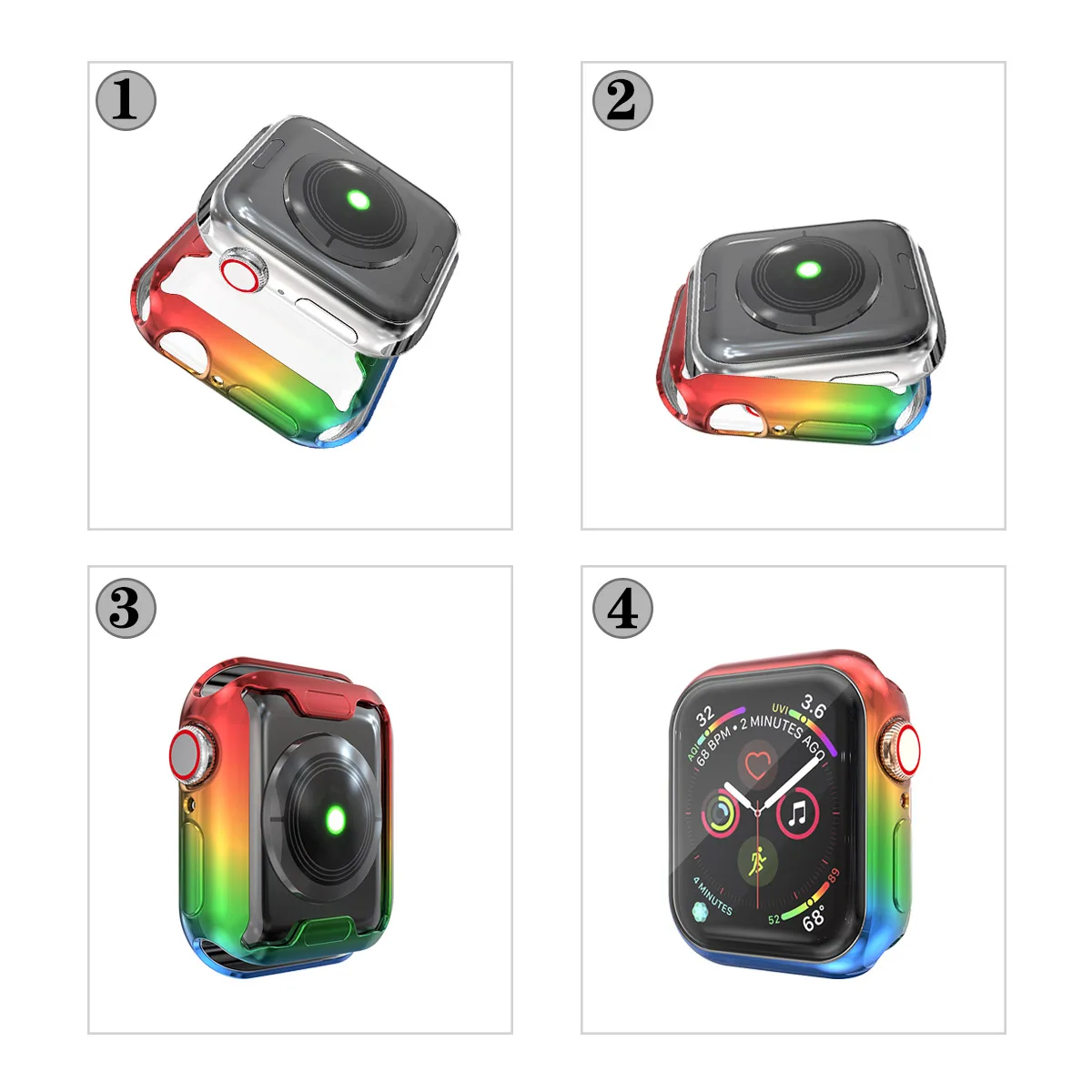 Защитная крышка чехол для apple watch series 5/4/3/2/1 мягкий градиентная расцветка, термополиуретановая защита экрана 40 мм 44 мм, 42 мм, 38 мм, версия для наручных часов iwatch