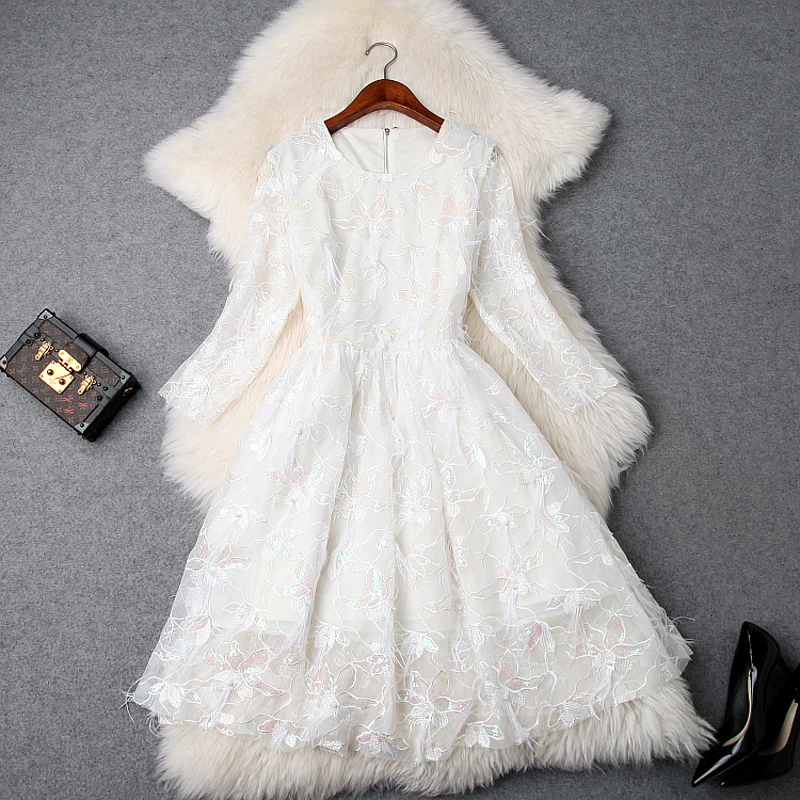 Милые женские платья с вышивкой А-силуэта новинка 2019 весеннее женское