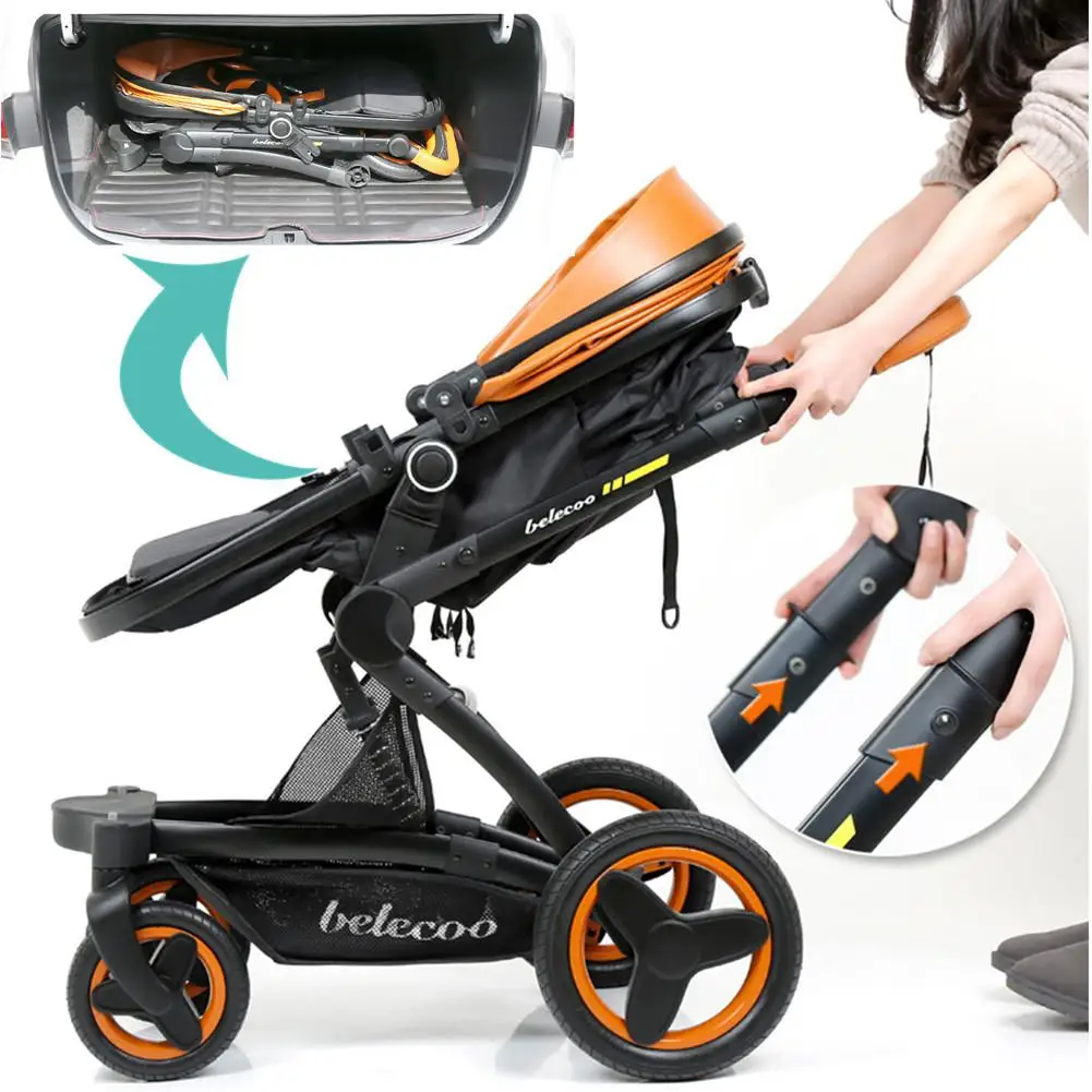 Kidlove Belecoo High-view складной противоударный Детские коляски с корзиной