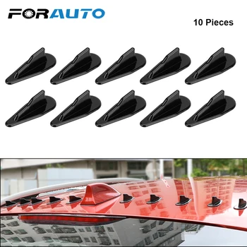 

10PCS ABS Roof Shark Fins Spoiler Wing Kit Shark Fin Vortex Generator Car Wing Roof Spoiler Bumper Black/Carbon Fiber EVO-Style
