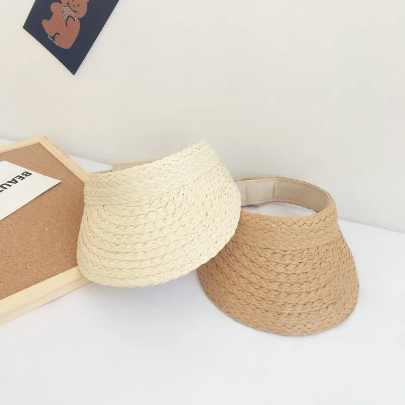 

Pure manual simple woven pattern children's empty top straw hat all-match sunshade hat for boys and girls