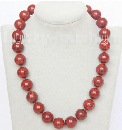 +++818 natural 19&quot 16mm round red sponge coral beads necklace | Украшения и аксессуары