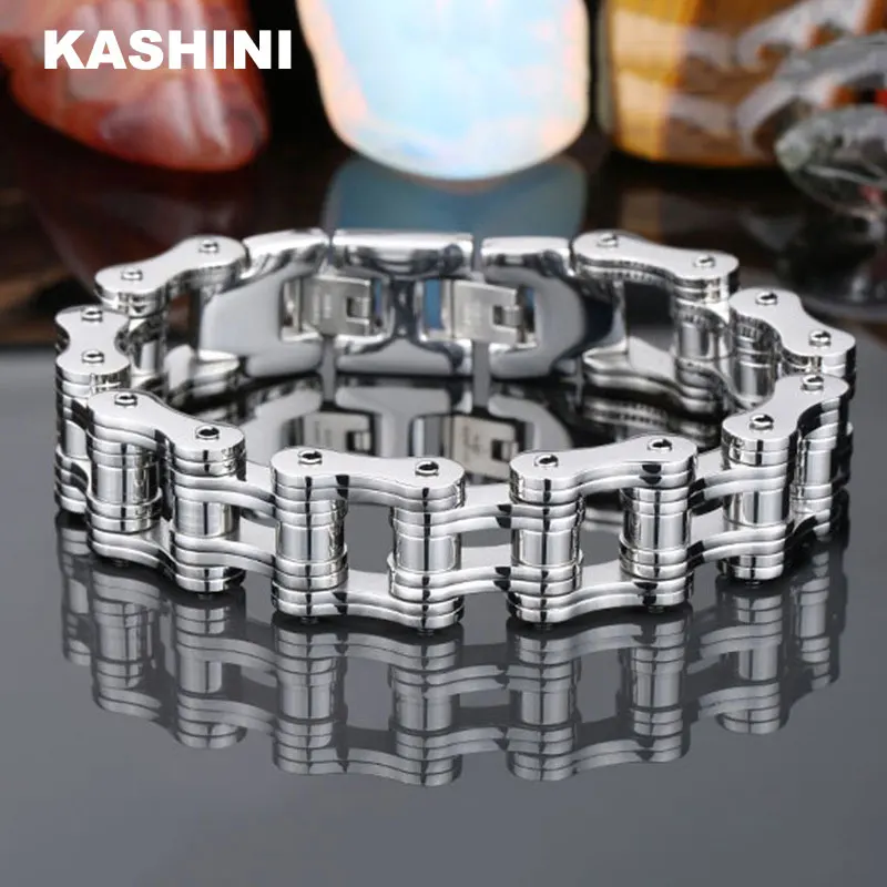 

Punk Men's Chain Bracelets Bangles Double Layer Motorcycle Biker Bicycle Chain Link Bracelets for Men Stainless Steel Jewelry